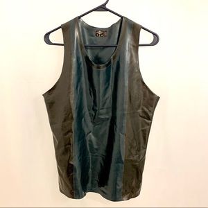 Libidex Latex Racer Tank. Pewter/Metalllic Peacock